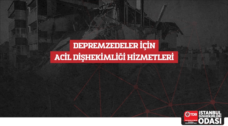 İlimize gelen depremzede misafirlerimizin Acil Diş Tedavileri gönüllü meslektaşlarımız tarafından ücretsiz olarak yapılacaktır.